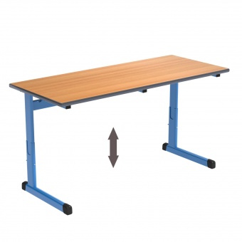 Zweierschülertisch, 130x55 cm (B/T), Platte: Melamin, PU-Kante, höhenverstellbar 58-82cm Zweierschülertisch, 130x55 cm (B/T), Platte: Melamin, PU-Kante, höhenverstellbar 58-82cm
